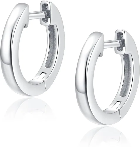 Jewlpire 925 Sterling Silver Post 14K Real Gold Plated Small Hoop Earrings for Women Girls, Hypoallergenic Lightweight 15mm20mm Cubic Zirconia
