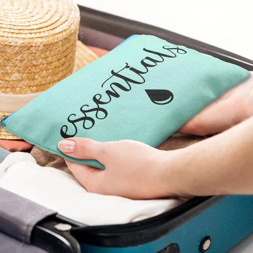 Miniatura 6 de Weewooday 16 paquetes de bolsas de maquillaje a granel multicolor divertidas de lona, bolsas de cosméticos para viajes, bolsas inspiradoras