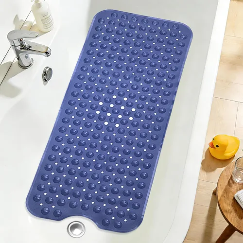 Miniatura 29 de Tapete de ducha negro antideslizante de 17 x 30 pulgadas, tamaño estándar, tapete de baño de burbujas suaves para ducha interior, tapete de baño