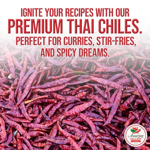 Miniatura 4 de Auténticos chiles rojos tailandeses, bolsa de 1 libra, chiles enteros rojos picantes, secos frescos para cocinar alimentos tradicionales asiáticos