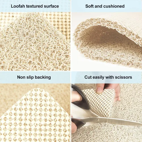 Miniatura 3 de Tapete de ducha antideslizante sin ventosa, 24 x 24 pulgadas de PVC lufa para ducha, baño, tapete de bañera con drenaje para superficie texturizada