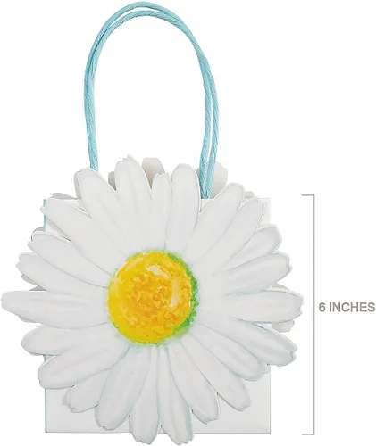 Miniatura 2 de Fun Express Bolsas de regalo de papel kraft de margaritas medianas de 6" x 6" - 12 piezas