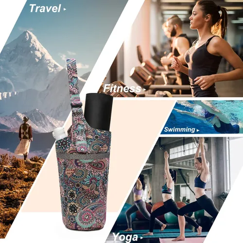 Miniatura 4 de IwIeIaIrI Bolsa para esterilla de yoga para mujeres con bolsillo grande y bolsillo con cierre, accesorios para regalos de yoga con correa de hombro