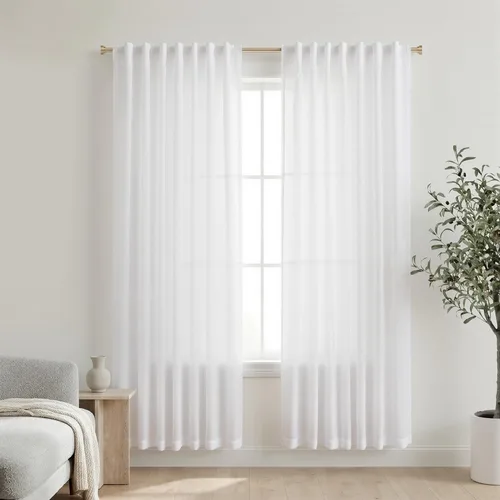 Miniatura 31 de Cortinas de lino azul claro de 90 pulgadas de largo para sala de estar, dormitorio de niñas, guardería, decoración acogedora de verano, bolsillo