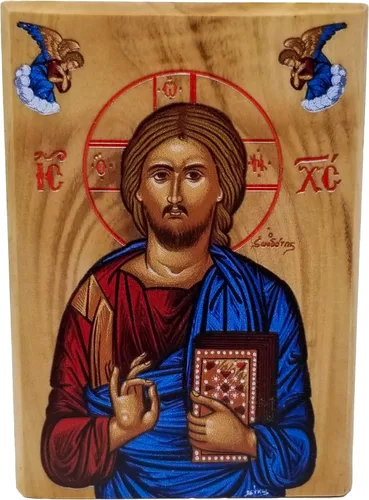 Miniatura 12 de Icono de la Virgen María Reina del Cielo de Israel, decoración de madera de olivo de Tierra Santa, placa de madera religiosa de pie sagrada, arte