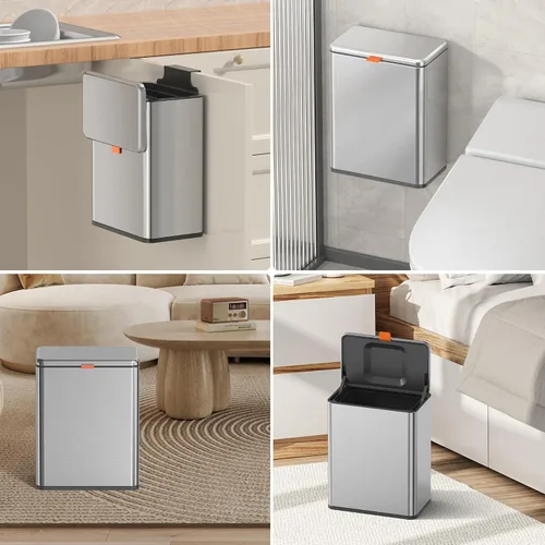 Miniatura 6 de Mbillion - Bote de compostaje de cocina colgante con tapa, bote de basura de acero inoxidable de 2.1 galones (8 litros) para puerta de gabinete