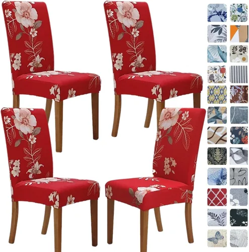 Miniatura 87 de SPRINGRICO Paquete de 6 fundas blancas para sillas de comedor, fundas elásticas para sillas de comedor con diseño floral, de elastano lavable