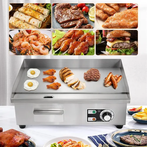 Miniatura 7 de WICHEMI Plancha Eléctrica Comercial de 22" 3000W Parrilla de Superficie Plana Plancha de Encimera de Acero Inoxidable Parrilla Teppanyaki con Placa