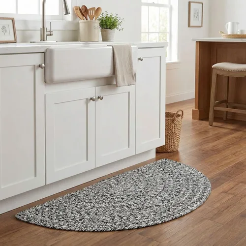 Miniatura 77 de Super Area Rugs Farmhouse - Alfombra trenzada de algodón reversible para cocina, gris y blanco, 4 x 6 pies, ovalada