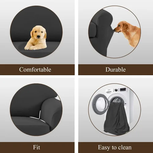 Miniatura 5 de Easy-Going - Funda elástica de microfibra de 2 piezas para sofá, funda suave de elastano, lavable, parte inferior elástica, protector para muebles