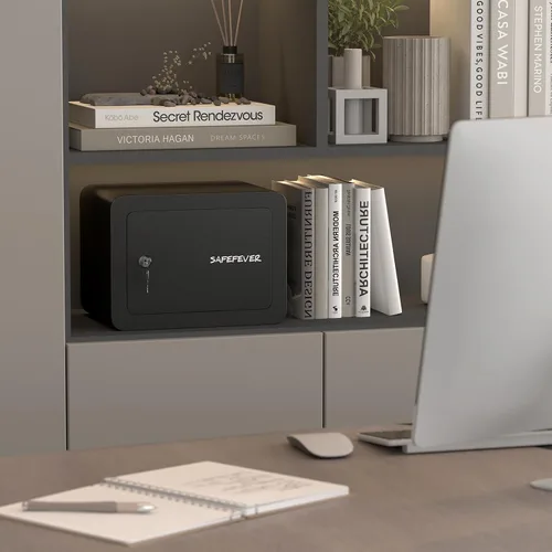 Miniatura 2 de Caja fuerte pequeña, mini caja de seguridad con cerradura de llave, caja fuerte de pared cúbica de 0.23 para joyas en efectivo, cajas fuertes