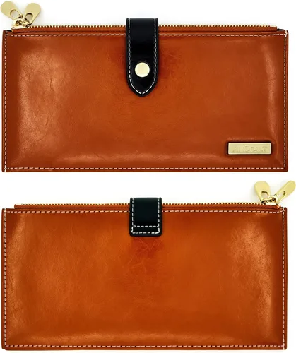 Miniatura 4 de ANDOILT - Cartera de cuero genuino para mujer con bloqueo RFID para tarjeta de crédito con cremallera