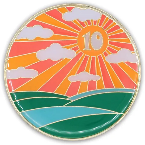 Miniatura 3 de Chip de sobriedad de 10 años, símbolo de afirmación de regalo de recuperación de monedas AA Sunlight of The Spirit Medallón chapado en oro que
