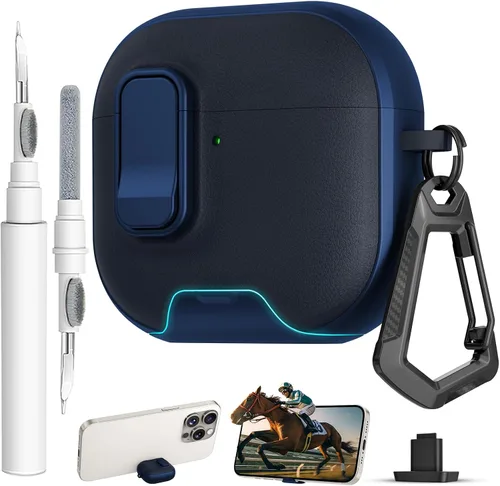 Miniatura 45 de Funda para AirPods Pro 3 con cerradura, textura de piel TPU duradera, antipérdida y a prueba de golpes, accesorios con kit de limpieza en llavero