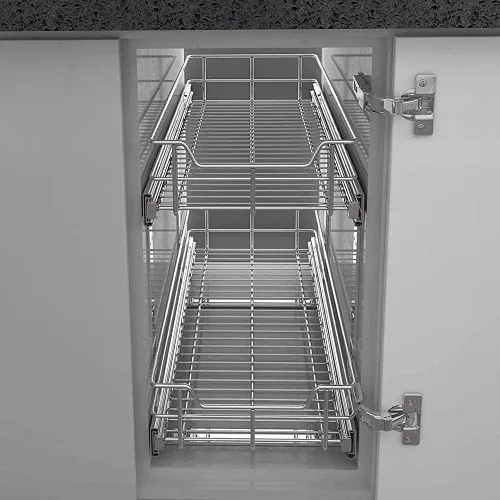 Miniatura 8 de Organizador de armario extraíble de 2 niveles de 15 pulgadas de ancho x 22 pulgadas de profundidad, cajones deslizantes para armarios de cocina, 2