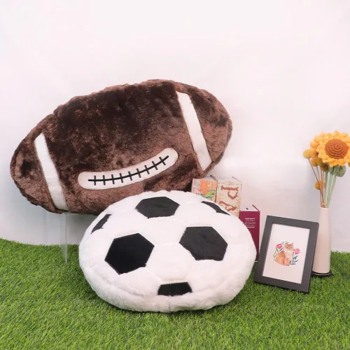 Miniatura 4 de haozaikeji Plush Soccer Ball Pillow Soft Sports Ball Throw Pillow Stuffed Basketball Pillows Football Pillows Decorative Couch Cushion for Bed Brown