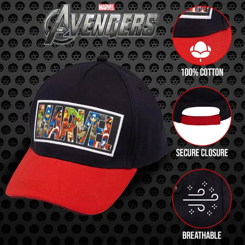 Miniatura 8 de Marvel Gorra de béisbol de Capitán América, Ironman, Avengers y Hulk para niños – Sombrero de los Vengadores para jóvenes de 5 a 14 años