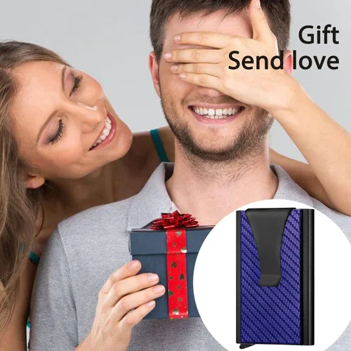 Miniatura 7 de Tarjetero, tarjetero para hombre, bolsillo frontal, minimalista, antirrobo RFID, carteras delgadas para hombres