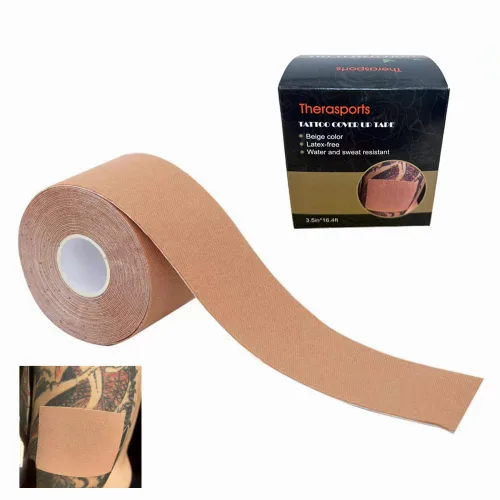 Cinta extra ancha para cubrir tatuajes, corrector, cicatrices y cinta de ocultar tatuajes, 3 pulgadas x 5 yardas, color beige