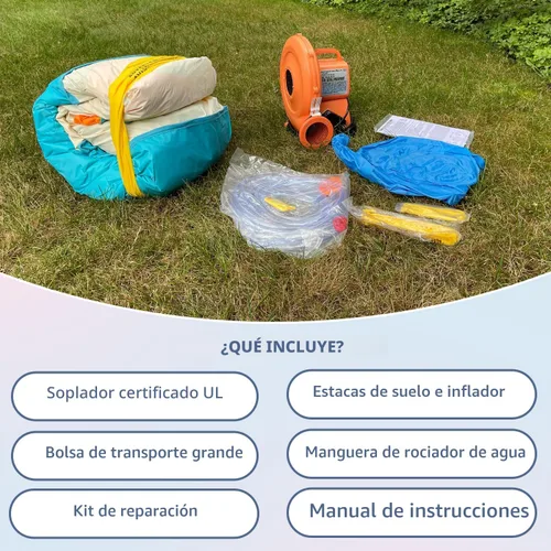 Miniatura 7 de Bounceland Parque de juegos inflable con salto y aventura de salpicaduras o tobogán acuático todo en uno, piscina grande, área de salto divertida