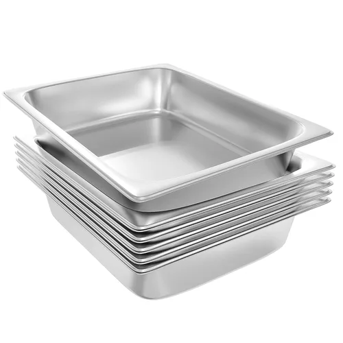 Miniatura 6 de EGGKITPO Paquete de 6 sartenes de mesa de vapor de medio tamaño de 15 cm, sartén de hotel de acero inoxidable para restaurante, sartenes de metal