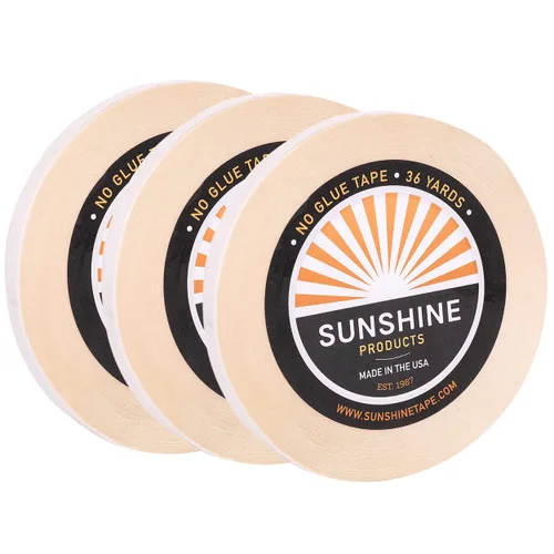 Miniatura 19 de Sunshine Tape Rollo de cinta adhesiva para peluca sin pegamento 1 pulgada x 3 yardas Doble cara, grado médico Cinta de tupé y peluca