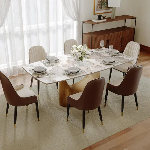 Miniatura 22 de POVISON Mesa de Comedor Moderna Hobart de 63" para 4, Mesa de Comedor Rectangular de Servicio Pesado Negro Mate, Superficie de Mesa de Comedor