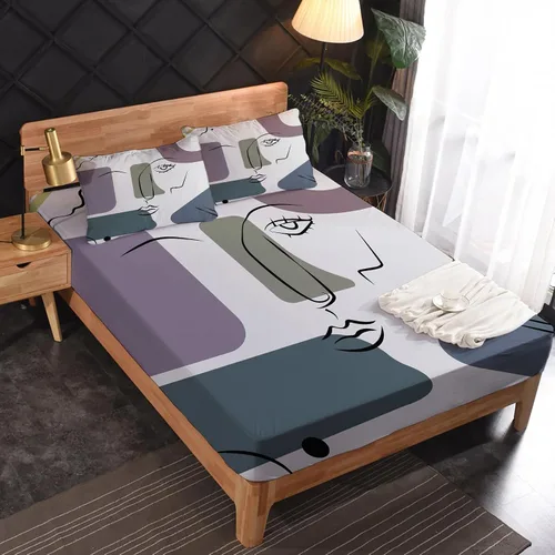 Miniatura 2 de Sábanas abstractas tamaño individual – Sábanas de cama geométricas modernas, microfibra suave y bolsillo profundo, sábanas y fundas de almohada