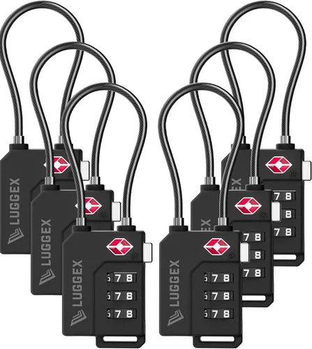 Miniatura 14 de LUGGEX Cerraduras TSA para equipaje, cerraduras de maleta aprobadas por la TSA, cerraduras de equipaje, facilidad de uso y duraderas, Negro, Paquete