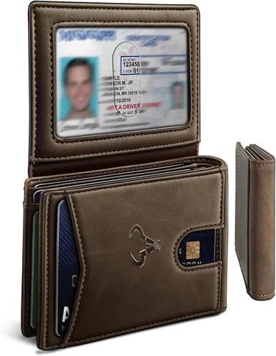 Miniatura 9 de BULLIANT Billetera para hombre, delgada de cuero, bolsillo frontal, tarjetero para regalo, para hombres, 11 ranuras con bloqueo RFID, Minimalista