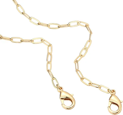 Miniatura 3 de PAVOI - Collar ajustable estilo bordillo con eslabones de clip, cuadrado, esfera, cuentas, serpentina, espina de pescado y fígaro, chapado en oro