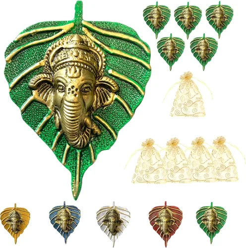Miniatura 14 de LOVENSPIRE Ganesha de hoja de metal para colgar en la pared, decoración para el hogar, sala de estar, oficina, obra decorativa de arte indio