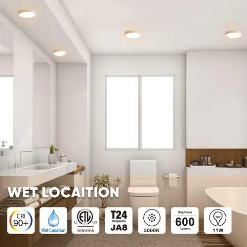 Miniatura 2 de Lámpara de techo LED de montaje empotrado de 5 pulgadas, 120 V, 11 W, 600 lúmenes, luz plana redonda blanca cálida de 3000 K, luz empotrada