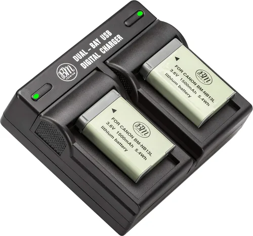 BM - Paquete de 2 baterías NB-13L y cargador de batería dual para Canon PowerShot SX740 HS, G1 X Mark III, G5 X, G5 X Mark II, G7 X Mark II, G7 X