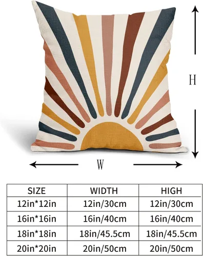 Miniatura 4 de Kawani - Juego de 2 fundas de almohada decorativas Boho Sunrise, diseño abstracto con rayas coloridas estilo bohemio, fundas de almohada modernas