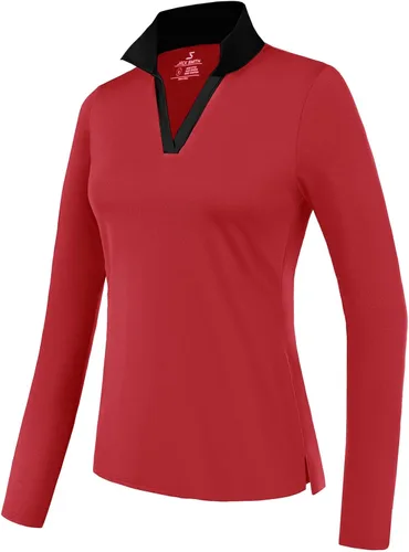 Miniatura 2 de JACK SMITH Polo de golf de manga larga para mujer, cuello en V, atlético, para tenis, absorbe la humedad