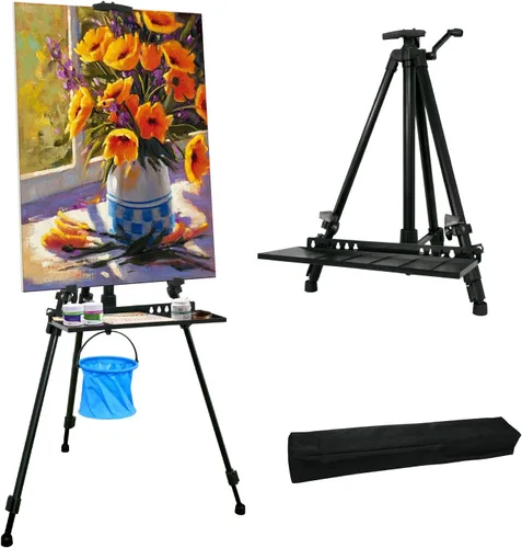 Soporte de caballete, caballete ajustable de 20 a 61 pulgadas para adultos, trípode de aluminio con bandeja, caballete de pintura portátil para mesa