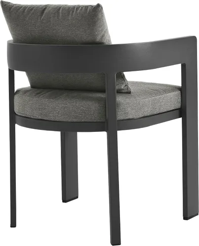 Miniatura 7 de Modway Tahoe Silla de comedor de tela de aluminio con recubrimiento en polvo para patio al aire libre en gris carbón - Silla de comedor de metal