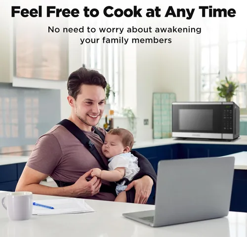 Miniatura 8 de BLACK+DECKER Horno de microondas para encimera 0.9 pies cúbicos, 6 menús automáticos, bloqueo para niños, función de memoria, 10 niveles