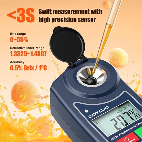 Miniatura 2 de Refractómetro digital Brix GOYOJO Medidor Brix Refractómetro de laboratorio con precisión de ±0.5 Brix/1℃, rango de 0-55% con ATC para jugos