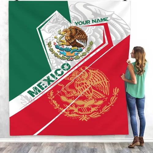 Miniatura 21 de Manta de México con nombre personalizado para hombres y mujeres, manta de bandera personalizable, regalo divertido, felpa mullida, suave microforro