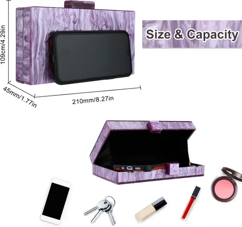 Miniatura 2 de YYW Monederos de mano de acrílico para mujer de boda bolso cruzado de noche multicolor con cadena desmontable