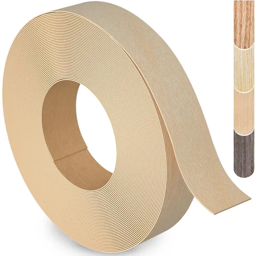 Miniatura 12 de Bandas de Borde de Abedul, rollo de 1 1/2 pulgadas x 10 pies de Bandas de Borde de Chapa - Pre-encoladas Flexibles, Cinta de Madera Real