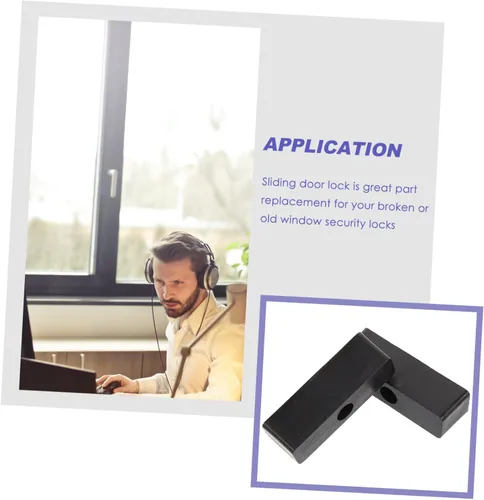 Miniatura 2 de DOITOOL 10 Uds. Tapón de ventana corrediza Barra de seguridad para ventana Cerraduras de seguridad Cerraduras de puerta corredera Cerradura de Negro