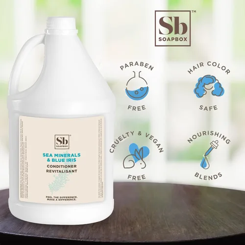 Miniatura 3 de Soapbox Acondicionador para el cabello, minerales marinos e iris azul, hidratante, vegano, seguro para el color, sin sulfatos y sin silicona