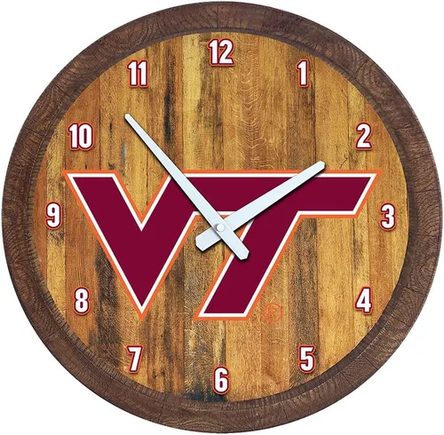 Miniatura 158 de The Fan-Brand NCAA Oklahoma Sooners: Reloj de pared con parte superior de barril de imitación para decoración de bar, decoración de fiesta