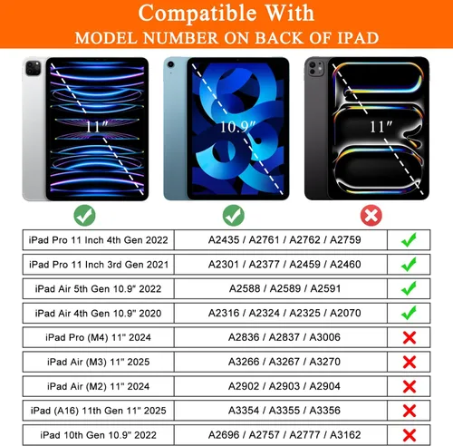 Miniatura 2 de Soke Funda para iPad Pro de 11 pulgadas 2022/2021/2020/2018/iPad Air de 5ª/4ª generación, protector de pantalla integrado - Compatible con carga