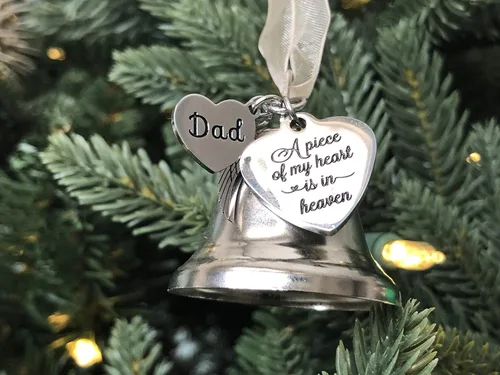 Adorno de Navidad conmemorativo para papá y mamá por la pérdida de un ser querido | Adorno de campana "Un pedazo de mi corazón" | Recuerdo de