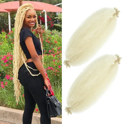Miniatura 15 de Cabello afro elástico y trenzado de 30 pulgadas 2 paquetes, cabello preesponjado y trenzado elástico pre-estirado para extensiones de cabello suave