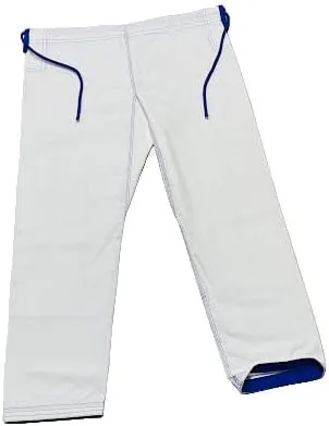 Miniatura 9 de Blanco Royal Blue Stitch Bjj Gi Jiu Jitsu Kimonos Gi 100% algodón Perl Weave 450GSM